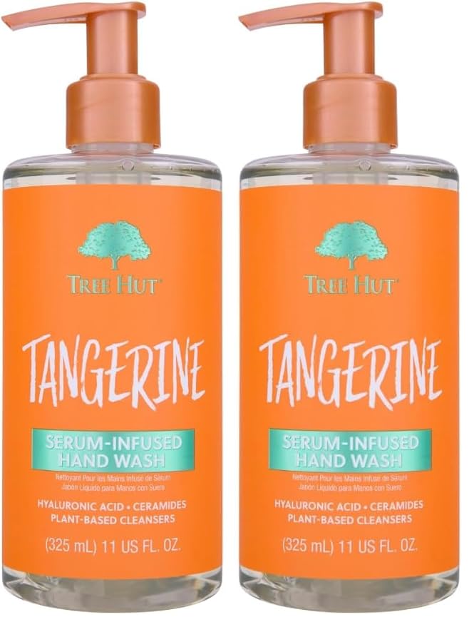 Tree Hut Tangerine Serum Infused Hand Wash, Nourish & Hydrate Hands with Strengthening Skin Care, Long Lasting Scent, Cleanse & Lock in Moisture, 11 fl oz. (Pack of 2)