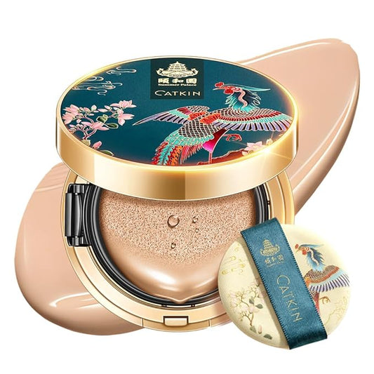 Catkin Phoenix Cushion Foundation Buildable Coverage Anti-Aging Serum Makeup, Sheer Satin Finish, Refill Included, Light Beige 0.46 Oz x 2, N12 NATURAL BEIGE