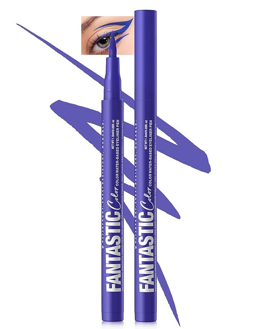 Blue Matte Liquid Eyeliner Pencil, Colorful High Pigmented Waterline Eye liner Waterproof Pen, Bright Colored Smudgeproof Long Lasting Eyeliner Pen Christmas Party Festival Makeup Gift for Women-08