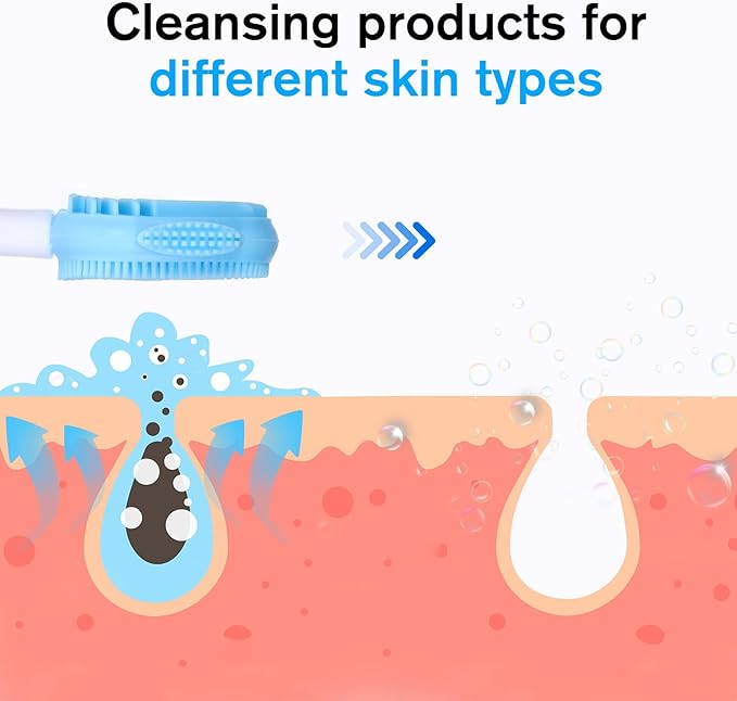 Silicone Face Scrubber, Blue Cleansing Face Scrubber Facial Mask Brush Exfoliating Lip Brush Facial Cleansing Brushes Faces Exfoliator Scrubbers Skin Care Tool for Women Removal Blackheads Whiteheads