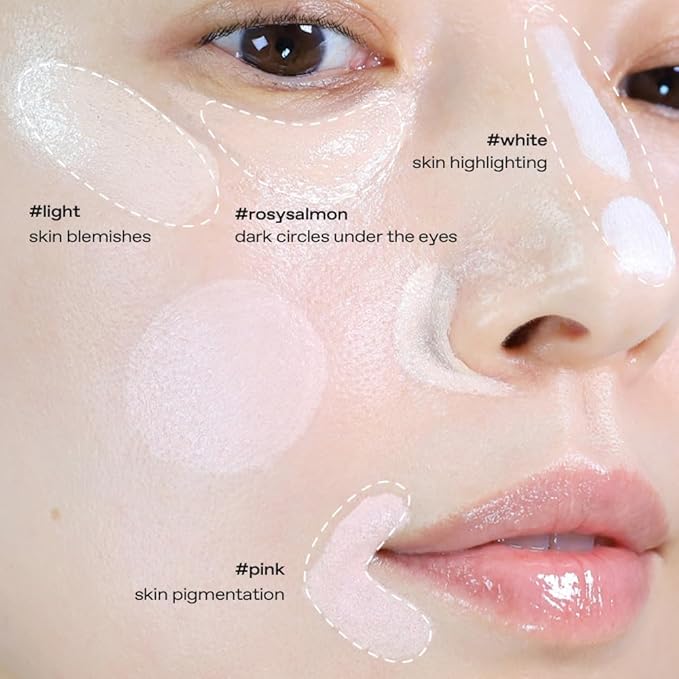 glow not dry concealer #pink #white | covers discoloration from skin blemishes | highlighting for nose bridge | full-coverage | dual-color&use | melt-in texture | 0.4 oz | beige