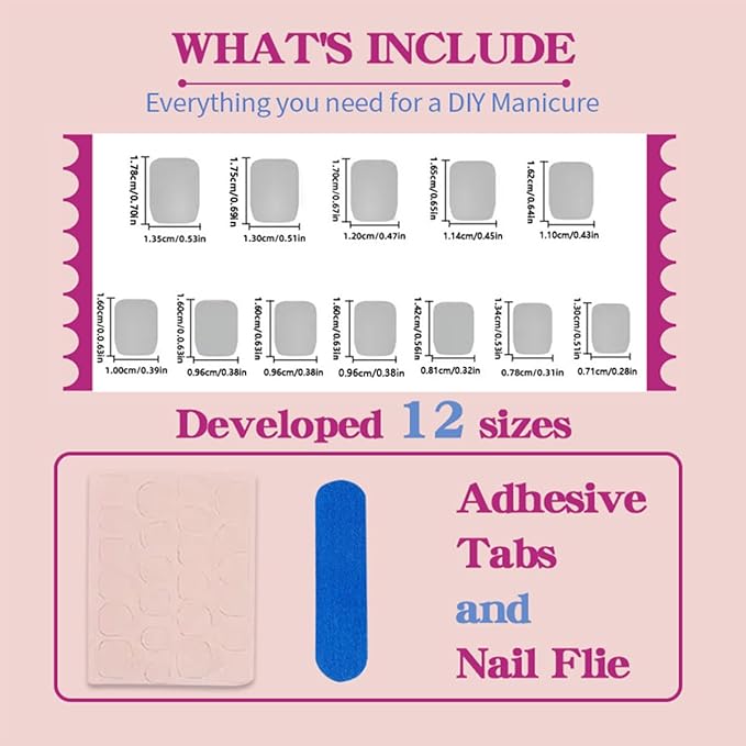 French Tip Press on Nails Short Square Fake Nails with 3D Rhinestone Designs Glossy Pink False Nails Gold Charms Acrylic Nails Press on Artificial Nail Tips Full Cover Glue on Nails for Women 24Pcs