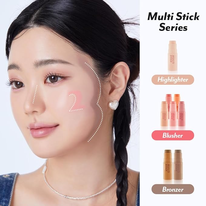 I'M MEME Blusher - I'm Multi Stick 003 Blurry Nude | Easy Blendable Cream Blush for Natural Look, Multi Blush Stick for Cheek Tint, Face Contour Makeup, and Face Blush, Suitable for All Ages