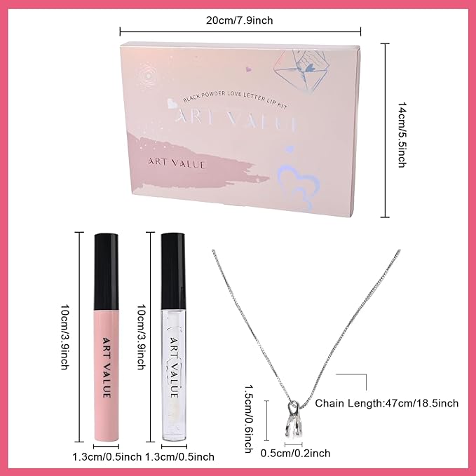 Makeup Set for Women, 7 Pcs Gift Box Set Include Matte Lipstick, Lip Balm and Necklace, Easy to Match with Different Makeups, Christmas，Valentine's Day Makeup Set Gift for Girls-04