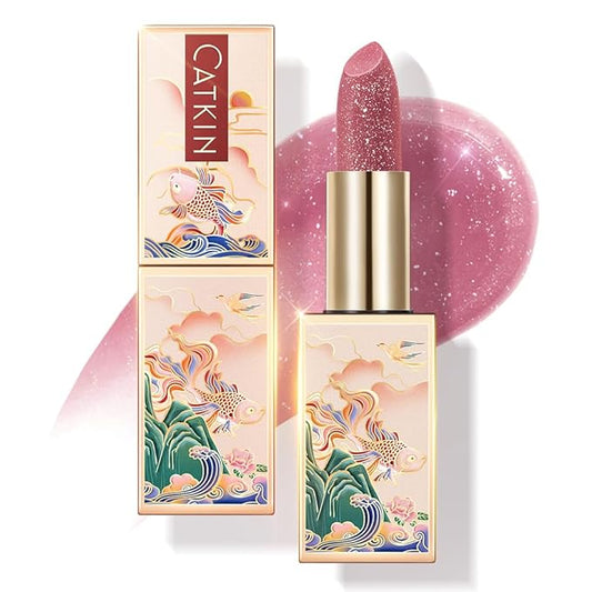 CATKIN Tinted Lip Balm Glitter Lip Stain Ultra Hydrating Lip Moistrurizer Lip Care with Vitamin E Nourishing For Cracked & Dry Lips 0.12 oz C14 Unicorn - Plum