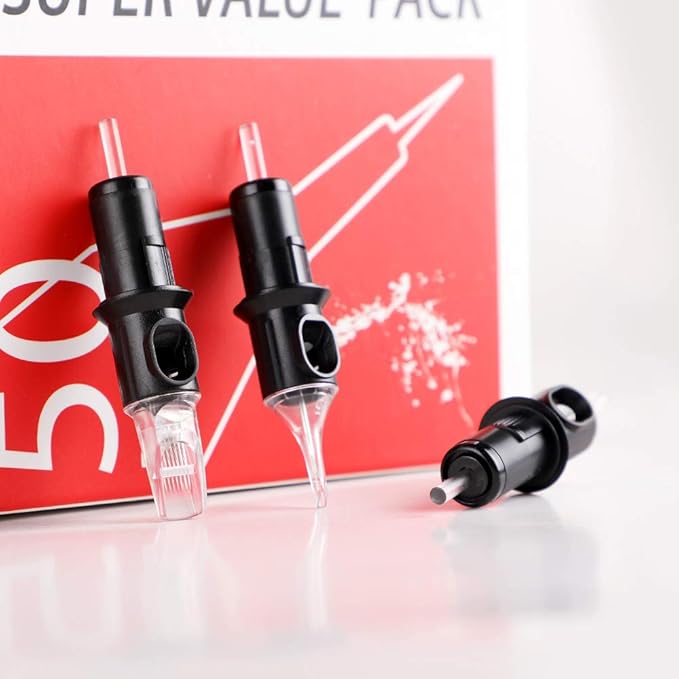 STIGMA Disposable Tattoo Cartridge Needles 50Pcs Assorted Sizes 3RL 5RL 7RL 9RL 11RL 0.35mm of Round Liner Soft Edge for Tattoo Machines 50Pcs EN05-50KIT-E