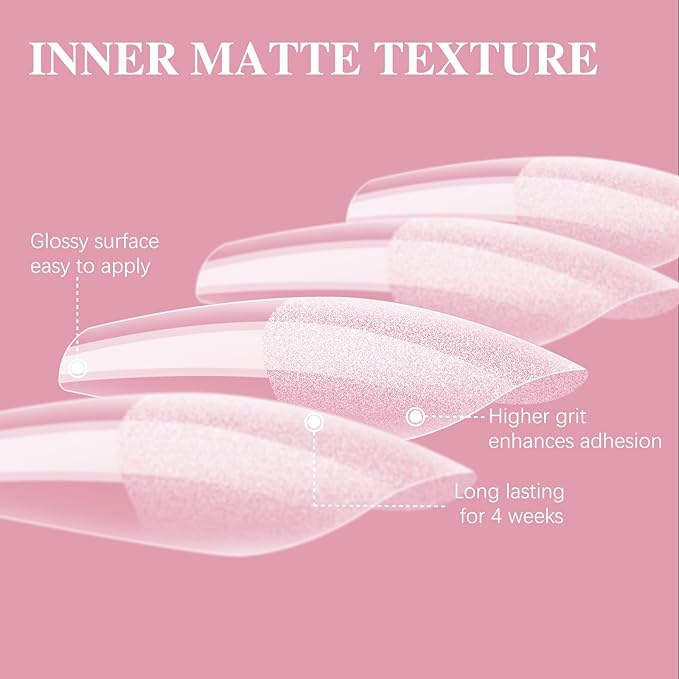 Medium Coffin Nail Tips, SSWSBYKE 300pcs Soft Gel Nail Tips for Full Cover Pre-Shaped Acrylic Fake Nails Tips 15 Sizes Half Matte Press On Nails for Extension Home DIY Salon
