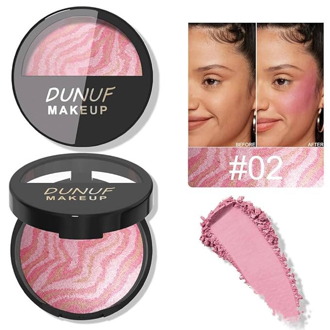 Baked Blush-n-Brighten Marbleized Blush, 2-in-1 Blush & Highlighter Hybrid - Pink Buttercream - Natural Finish, Buildable Color, (A02#, 1Pcs)