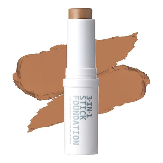 Ruby Kisses Natural Full Coverage 3-In-1 Stick Foundation. Easy to Apply, Hydrating, Lightweight, Long Lasting, Concealer and Contour Stick for Face Makeup (Honey Beige)