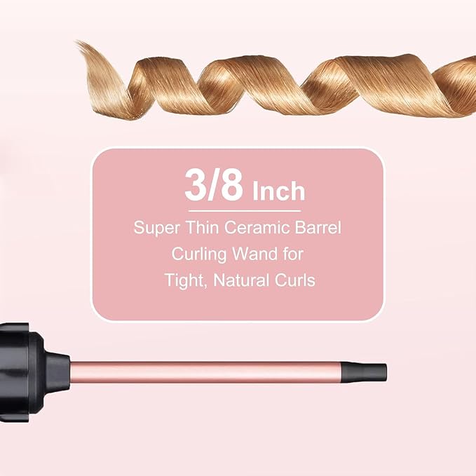 5 in 1 Curling Wand Set, Three Barrel Curling Iron Set with 3 Barrel Curling Iron and 4 Interchangeable Ceramic Curling Wand(0.5”-1.25”), Fast Heating, Include Glove & 2 Clips