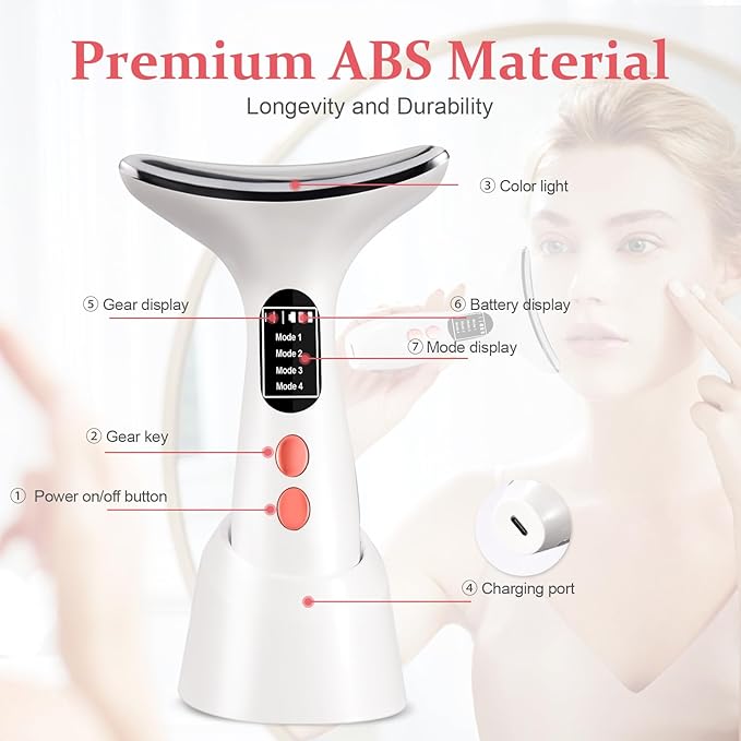 Face and Neck Massager for Skin Care,Multifunctional Electric Sculpting Tool Beauty Device for Home Use Enhanced with Triple Action Thermal and Vibration Technologies for Face Neck Shoulder Care
