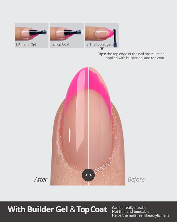 BTArtboxnails XCOATTIPS Brighter Pastel French Tip Press On Nails - Extra Short Almond Press On Nails, Soft Gel Nail Tips, 160Pcs Soak Off Acrylic Colorful Fake Nail Extension in 16 Sizes