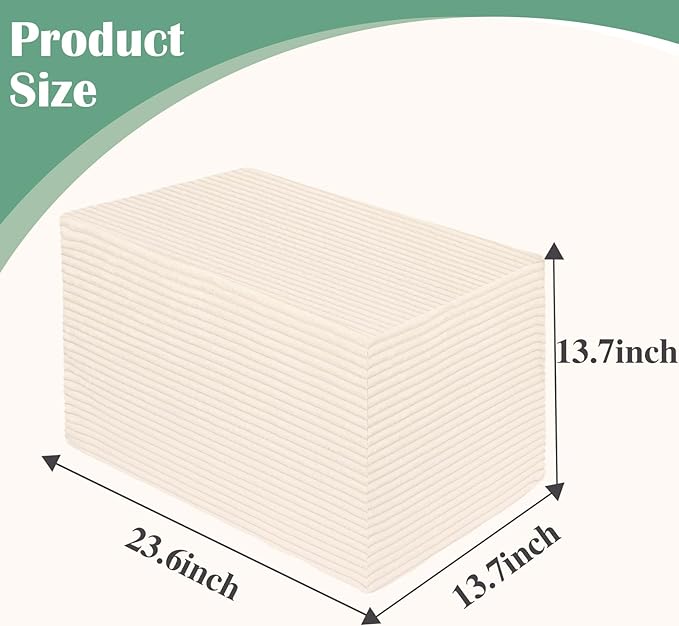 Rectangular Stuffed Pouf Ottoman with Foam Chunk Filling, Coral Fleece and Furry Fabric Design, Multi-Functional Floor Pouf for Living Room, Beige