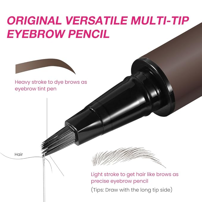 Kaely Microblading Eyebrow Pen with Multiple Fork Tips, Square Brush Magic Eyebrow Contouring Pen Waterproof, 3d Eye Brow Pencils for Women, Create Natural Hair-Like Brows, 103 Black Brown