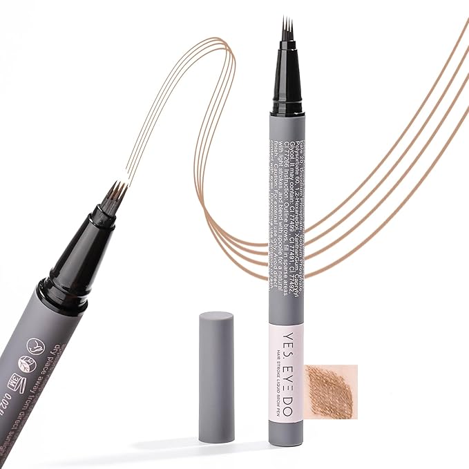 Light Brown Eyebrow Pencil, Strawberry Blonde Eyebrow Pen for Women,4-Tip Precision Brow Pen, Eyebrow Pencil with Hair Stroke, 24H Long Wear YES.EYE DO (Walnut Whisper-Light Brown)