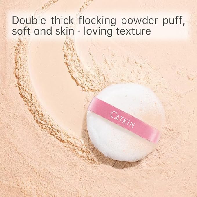 CATKIN Loose Setting Powder - Translucent Shimmer Finishing Powder, 3 Colors Even Skin Tone, Oil Control Makeup Pore Minimizing Powder with Velour Puff (0.42oz, C03 Shimmer for Dry Skin)