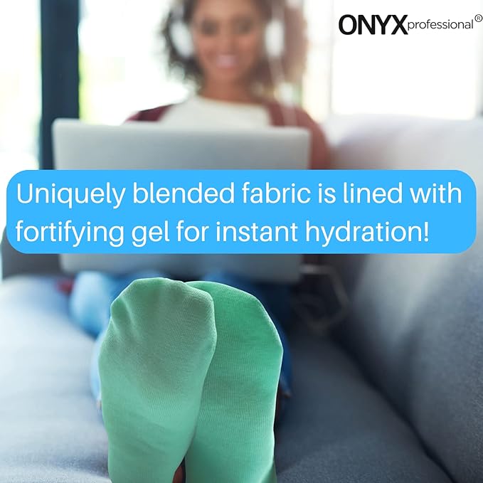 Onyx Professional Gel Moisturizing Socks, One Size Dry Feet Treatment for Women or Men, Hydrating Spa Socks for Dry Feet and Cracked Heel Repair, One Reusable Pair
