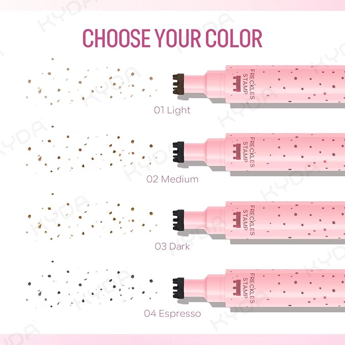 KYDA Freckle Liquid Eyeliner Pen, 2 in 1 Freckles Stamp and Black Liquid Eyeliner, Waterproof and Long lasting Soft Dot Spot Pen Realistic Fake Freckles for Natural Lifelike Sun-kissed Makeup-ESPRESSO