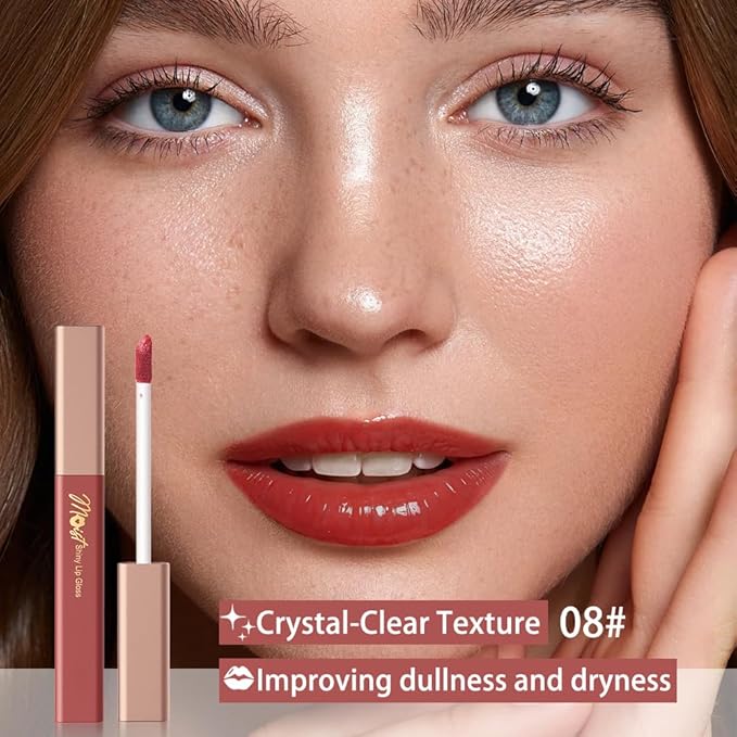 12 Colors Lip Gloss Set, High-Shine Waterproof Collection, Long Lasting Moisturizing Formula with Mirror Finish, Adult (8#, 1 Count (Pack of 1))