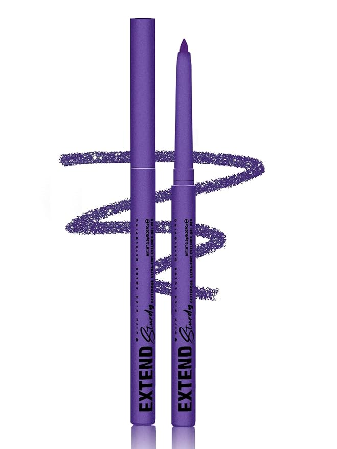 Purple Gel Glitter Eyeliner Pencil, Metallic Waterproof Smudge-Proof Creamy Retractable Smooth Eye Liner pencil, Hypoallergenic Long Lasting Eyeliner Brightener Pen Crayon Eye Makeup Gift for Women#06