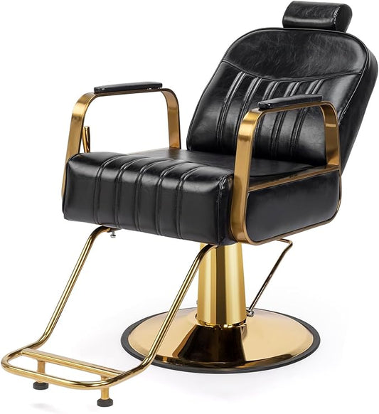 OmySalon Salon Chair for Hair Stylist, Reclining Barber Chair Hairdressing Styling Chair with Adjustable headrest, Beauty Shampoo Barbershop Furniture