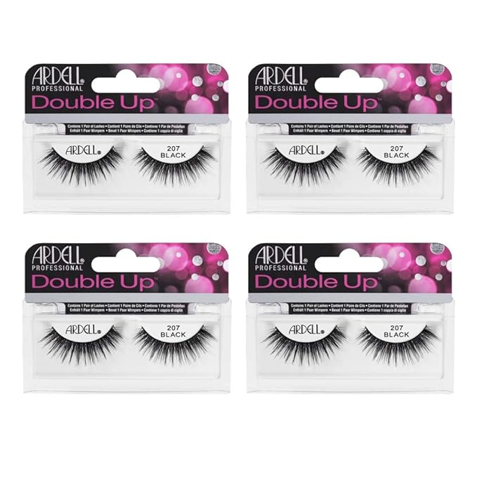 Ardell Double Up 207 False Eyelashes, Black - Dramatic Volume, Strip Lashes for Full & Thick Lashes, 4 Pack