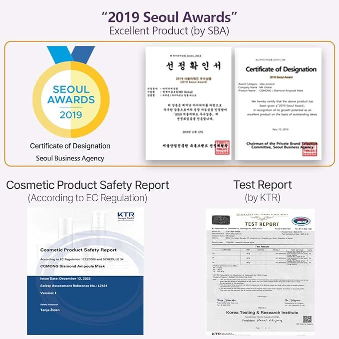 Diamond Ampoule Sheet Mask (30g x 10pcs), Korean Face Facial Masks, Glossy & Elastic Skin, Hydrating, Soothing, Nourishing, Collagen & Hyaluronic Acid, Smooth Sheet