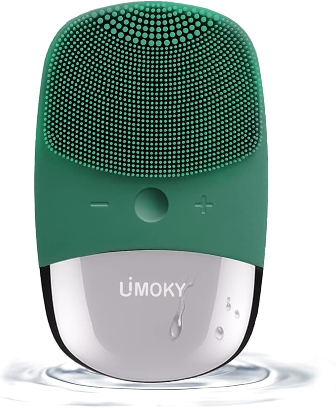 Facial Cleansing Brush, 3-in-1 Electric Silicone Face Scrubber, Vibrating Massager, IPX7 Waterproof, USB Rechargeble Pore Brush for Deep Cleanning, Blackhead Remover, Exfoliating (Green)