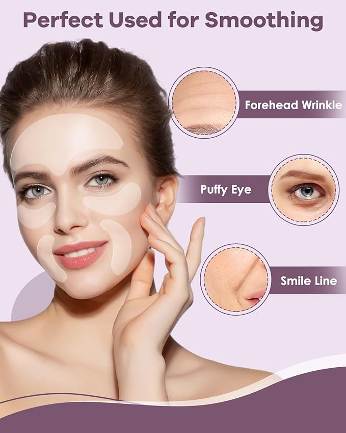 Reusable Anti-Wrinkle Patches Set, Reusable Silicone Patches Set, Forehead, Undereye and Smile Lines Repair