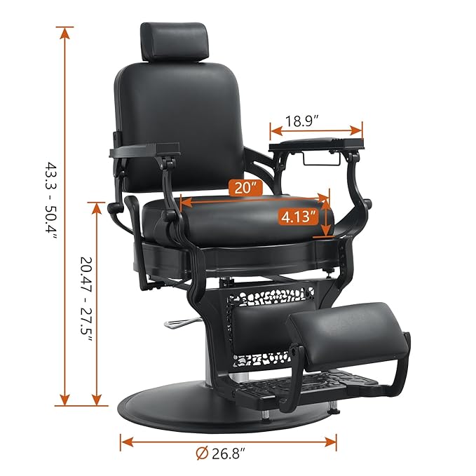 Barber Chair Hair Salon Chair,Heavy Duty 700 LBS, for Hair Stylist Barber Beauty Tattoo Massage(Black Square)