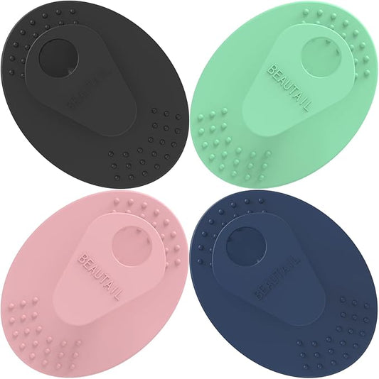 Face Scrubber 4 Pack, BEAUTAIL Silicone Manual Facial Cleansing Brush for Men Women, Gentle Face Scrubber Exfoliator, Skin Care Exfoliating Face Brush, Black+Green+Pink+Darkblue