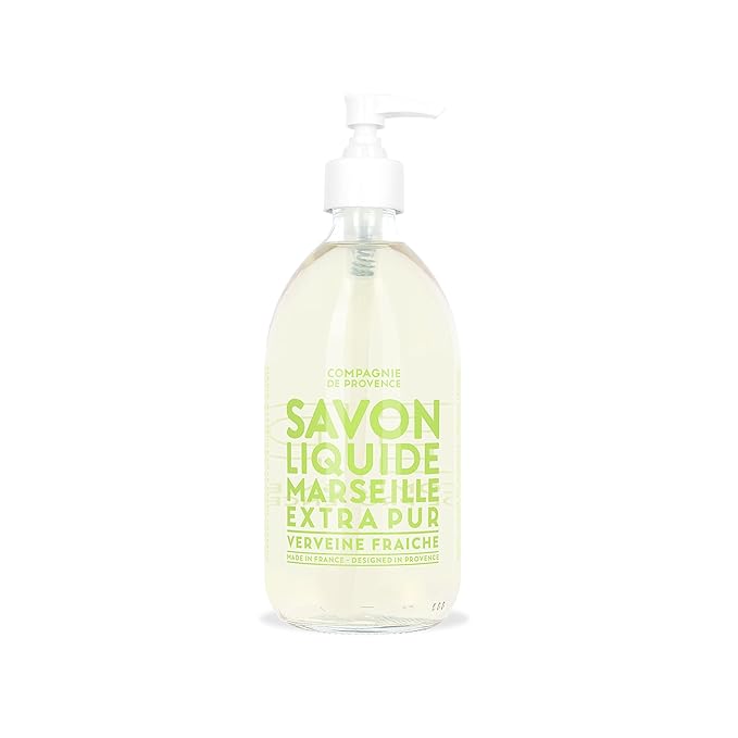 Compagnie de Provence Savon de Marseille Extra Pure Liquid Soap - Fresh Verbena - 16.7 Fl Oz Glass Pump Bottle