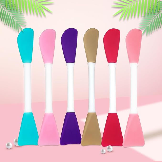 6PCS Silicone Face Mask Brush, Flexible Silicone Brush Applicator for face, Facial Cleansing Brushes Mask Makeup Brushes