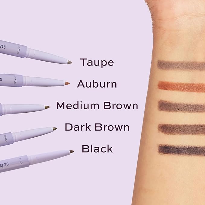 3-in-1 Brow Pencil Subtl Staks- Vegan, Smudge-Proof, with Spoolie Brush and Clear Gel - Best Eyebrow Pencil for Fluffing, Filling, and Setting Brows, Auburn