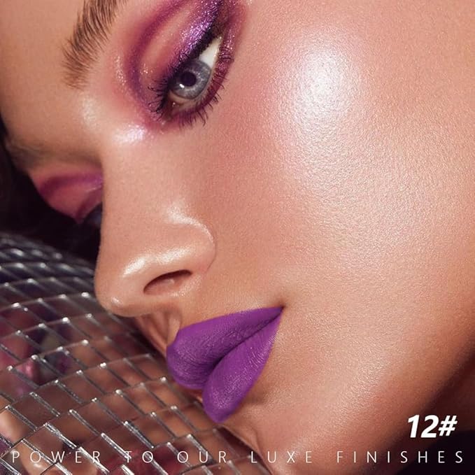 Violet Purple Matte Lipstick for Women - Pigmented Lip Crayon & Face Paint Stick Makeup for Everyday Halloween Birthday Party Wear, Younger-Looking Lip Makeup, Lápiz labial morado para mujer 12