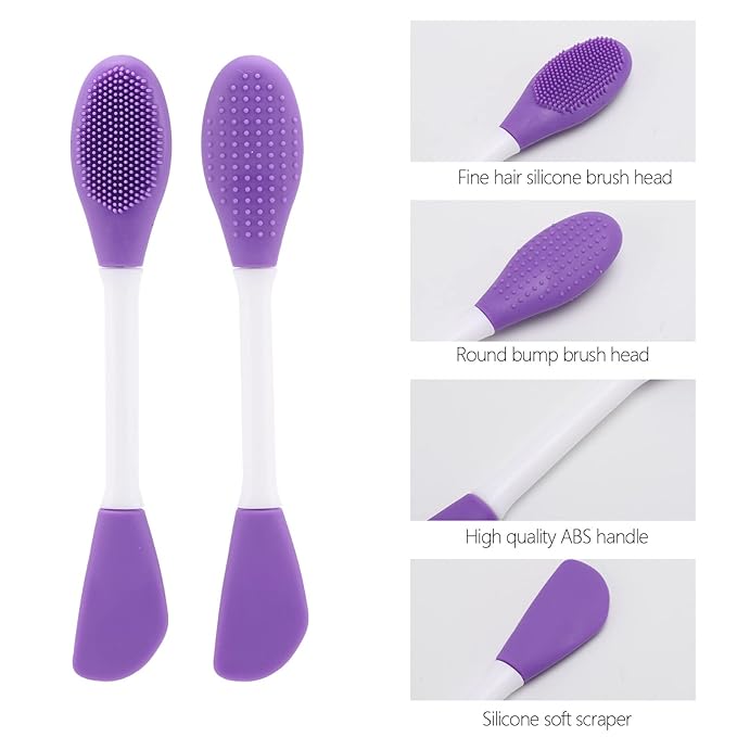 Silicone Facial Mask Applicator - 4 Pcs Face Scrubber, 2 in 1 Face Mask Brush, Lip Exfoliator - Skin Care Tools Set