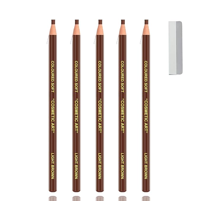 AWCCXMYM 5 Pcs Light Brown Eyebrow Pencils for Women with Sharpener Waterproof and Sweat-Proof Eyebrow Pen Long-Lasting Eyeliner Pencil Create a Natural Eye Brow Makeup