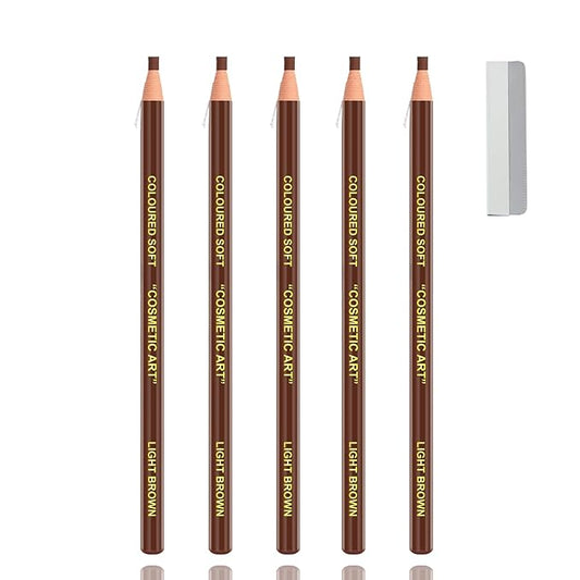 AWCCXMYM 5 Pcs Light Brown Eyebrow Pencils for Women with Sharpener Waterproof and Sweat-Proof Eyebrow Pen Long-Lasting Eyeliner Pencil Create a Natural Eye Brow Makeup