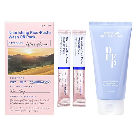 PONGDANG Exfoilation Duo for Face : Rice Wash-Off Mask with Honey & Deep Clean Soft Peeling Gel Set, Dead Skin Cells & Blackhead Care, Skin Tone Balance, Hydrating | Korean Skin Care