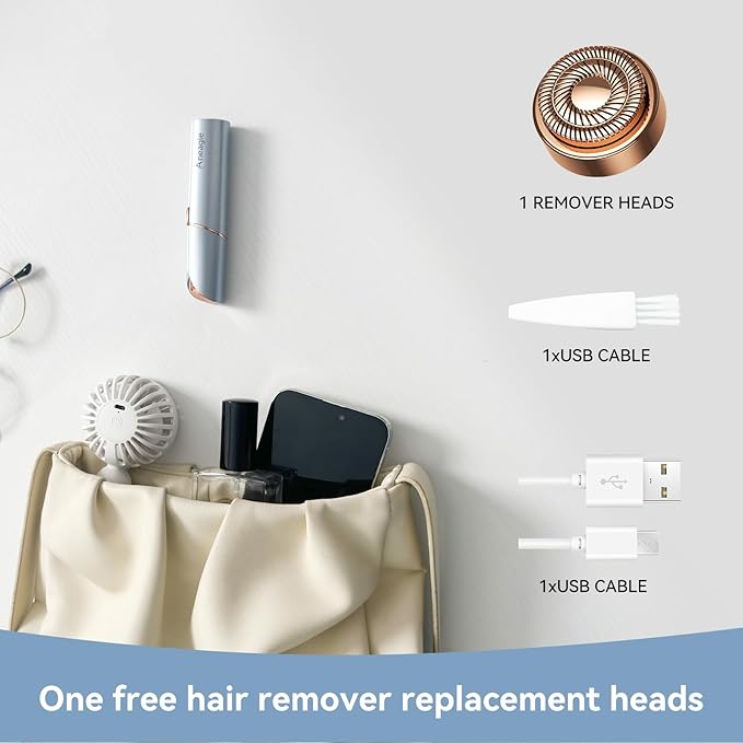 Facial Hair Remover for Women,Painless Hair Shaver Rechargeable with LED Light,Flawless Lady Face Electric Razor,The Great Female Mustache Removal (Sky Blue (with 1 Replacement Heads))