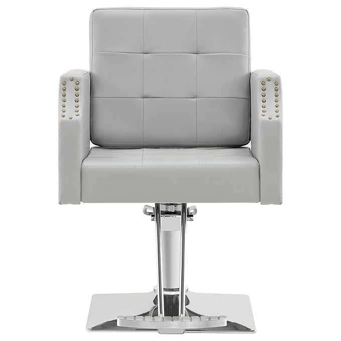 BarberPub Classic Salon Chair for Hair Stylist,Hydraulic Barber Styling Chair,Beauty Salon Spa Equipment 8818 (Grey)