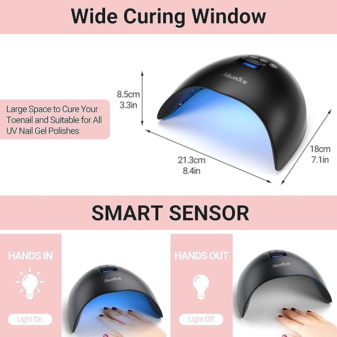 MelodySusie 48W LED UV Nail Lamp - Black, Energy Efficient, 365nm-405nm Wavelength, Compatible with Most Gels, 4 Timer Settings, Infrared Sensor, User-friendly Design, Widely Applications