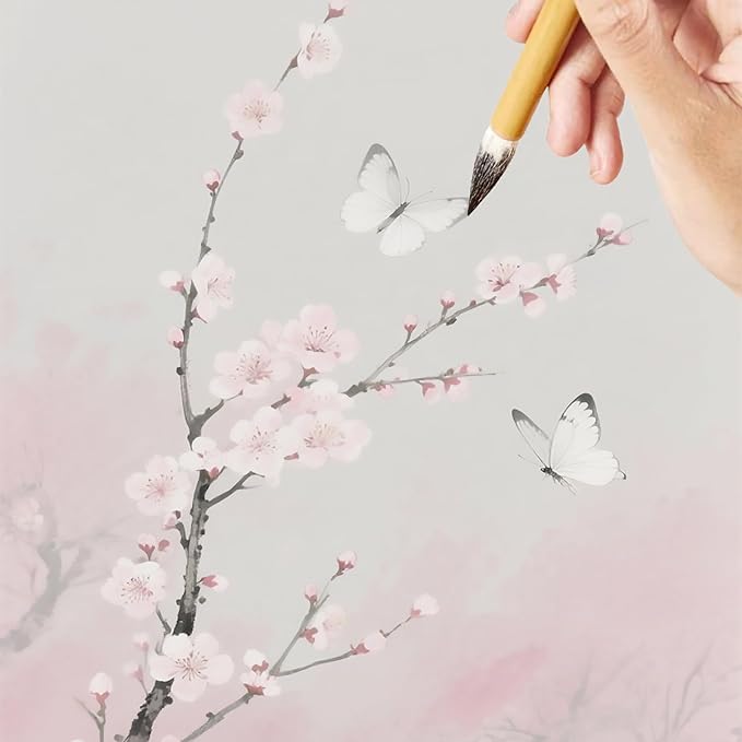 10-Piece Chinese Calligraphy Brush Set - Premium Writing Brushes for Beginners & Artists - with Roll-up Bamboo Brush Holder,Chinese Painting Brushes Set Flower Bird Line-Drawing Brushes