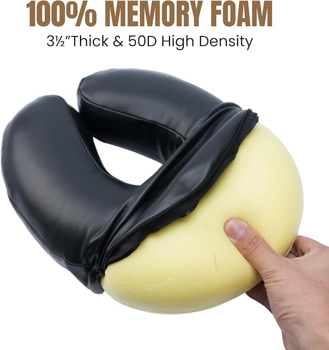 Massage Face Cradle with Cushion Massage Table Headrest, Fit Most Massage Table, Memory Foam, Adjustable (Aluminum Frame)