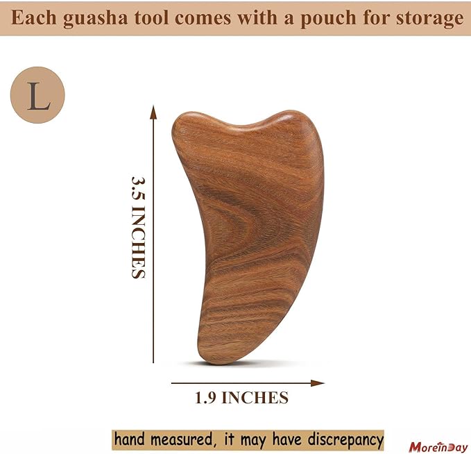 Gua Sha Tool for Face, Gua Sha Facial Tools for Face Massage, Wooden Guasha Tool Reduce Puffiness - Green Sandalwood