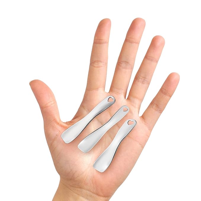 Sibba 3 PCS Facial Spatula Massage Eye Roller Dark Circles Skincare Tool Face Cream Lotion Makeup Stainless Steel Applicator Wand Neck Lines Beauty Instrument Stick Spoon Device(Silver)