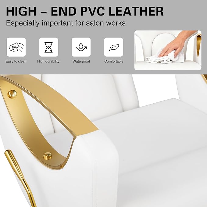 Hydraulic Barber Chair, Salon Chairs 360 Degrees Rolling Swivel Hair Styling Chair, Adjustable Height Hair Stylist Tattoo Salon Beauty Spa Chair Styling Equipment - White