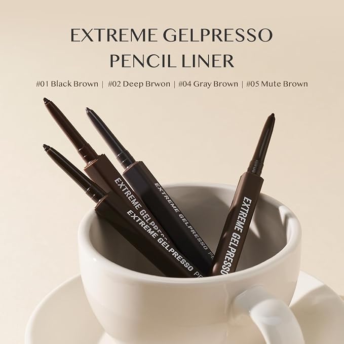 CLIO Extreme Gelpresso Pencil Eyeliner | Smudge-Proof, Waterproof, Long-Lasting, Long-Wear, 6 Cool and Warm Tone Shades, Ultra-Smooth, Creamy Formula (002 DEEP BROWN (NEW))