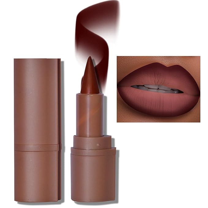 Erinde 2-in-1 Lip Liner and Lipstick Lip Combo Set, Matte Nude Dark Brown Red Lip Liner Creamy Lip Pencil Crayon, High Pigmented Long lasting Lipstick Makeup, 07# Mulberry