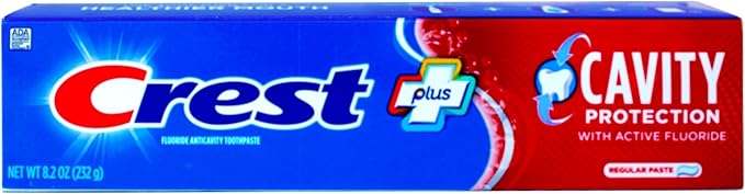 Crest Fluoride Cavity Protection Toothpaste 8.2 Ounce Regular Paste, Bulk Toothpaste, Prevents Cavities Before They Start (4 Pack)